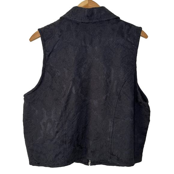 Sun River Vintage Black Jacquard Textured Full Zip Classic Unlined Vest Size L - Picture 2 of 5